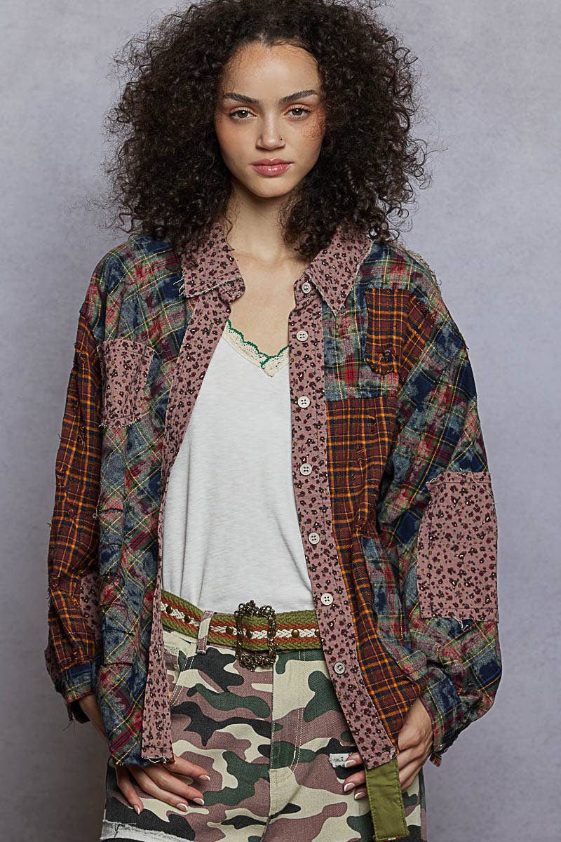 Vintage washed long sleeve button down plaid woven shirt - The Elevated Hippie