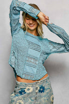 Long Sleeve Round Neck Lace Texture Knit Slim Fit Top - The Elevated Hippie
