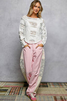 Long Sleeve Round Neck Lace Texture Knit Slim Fit Top - The Elevated Hippie