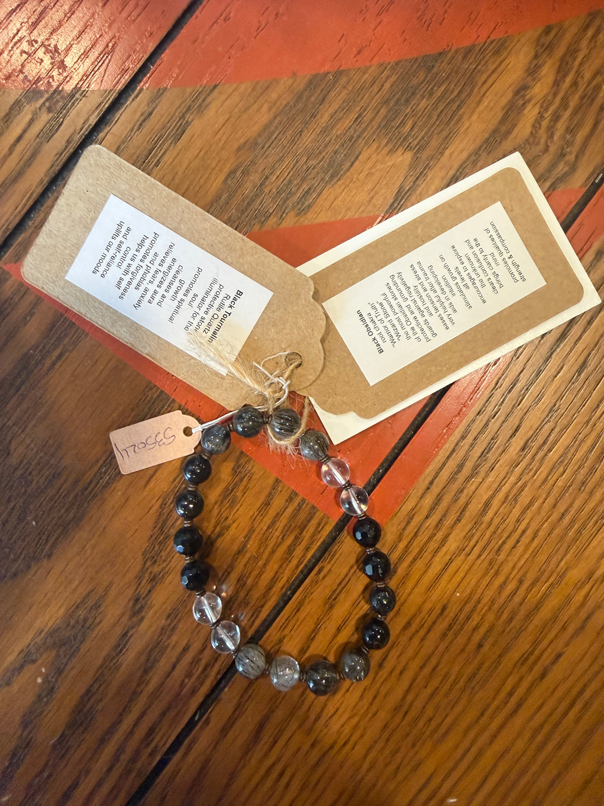 Black Tourmaline Rutile Quartz and Black Obsidian crystal healing bracelet by Purple Phoenix Jewelry