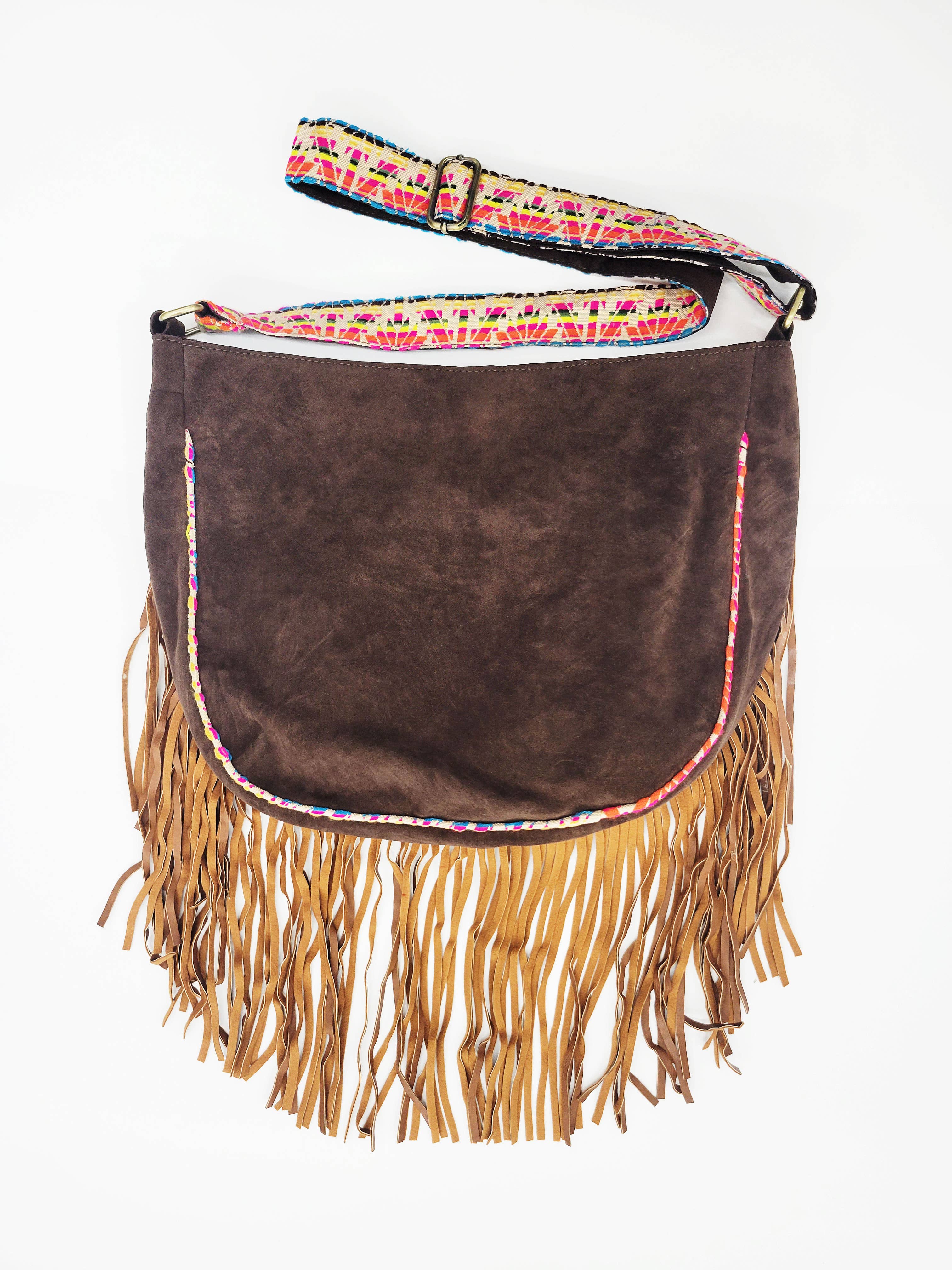 Fern Vegan Suede Crossbody Bag Cognac - The Elevated Hippie