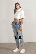 Raw Hem Patched Jeans – Slouchy, Soulful, and Worn-In Just Right - The Elevated Hippie