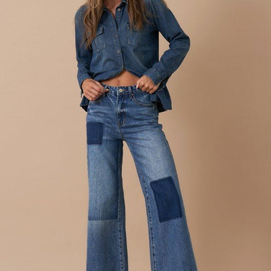 Relaxed Wide Leg Patchwork Jeans – Vintage Vibes with Boho Flair - The Elevated Hippie