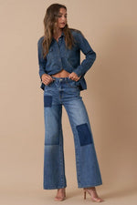 Relaxed Wide Leg Patchwork Jeans – Vintage Vibes with Boho Flair - The Elevated Hippie