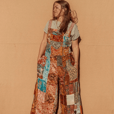 Reversible Patchwork Silk Overalls – 2-in-1 Boho Bliss - The Elevated Hippie