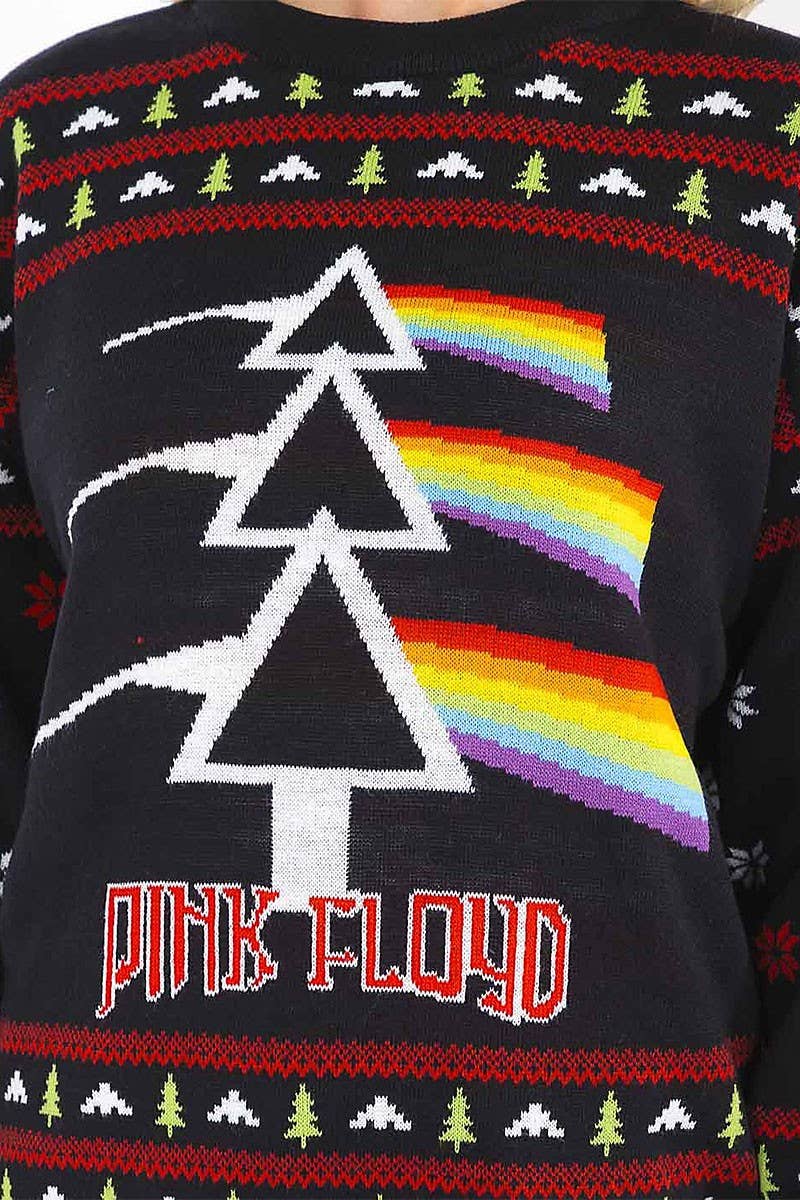 LONG SLEEVE Pink Floyd CHRISTMAS GRAPHIC PULLOVER SWEATER - The Elevated Hippie