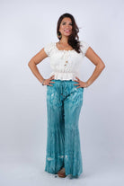 Sky Blue Blockprint Flared Hippie Pants - The Elevated Hippie