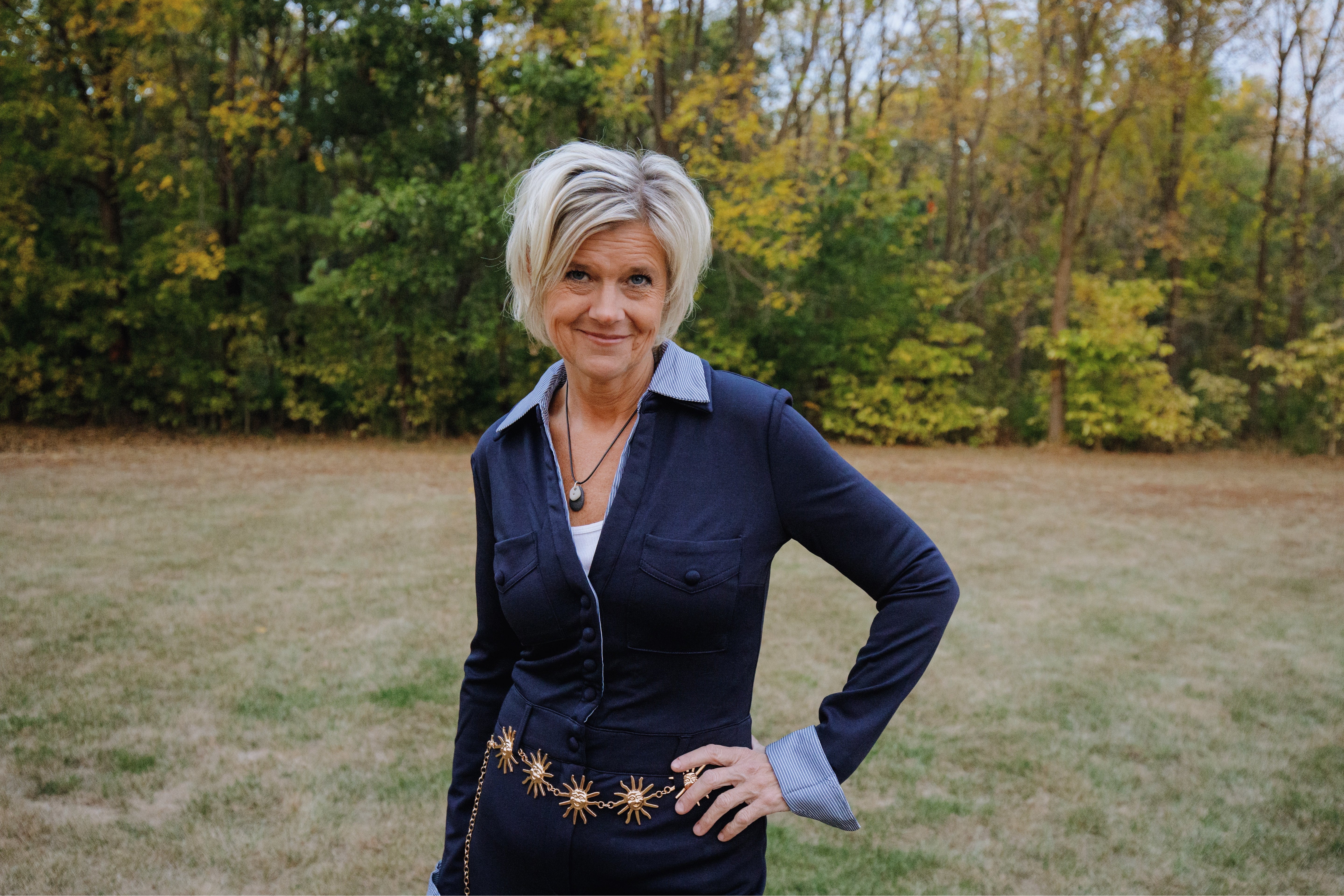 Fall Polished navy stretch jumpsuit - The Elevated Hippie