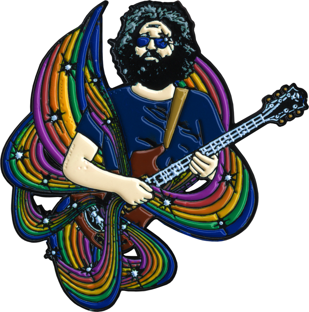 Enamel Pin - Jerry Garcia - Playing Guitar w/ Rainbow Swirls - The Elevated Hippie