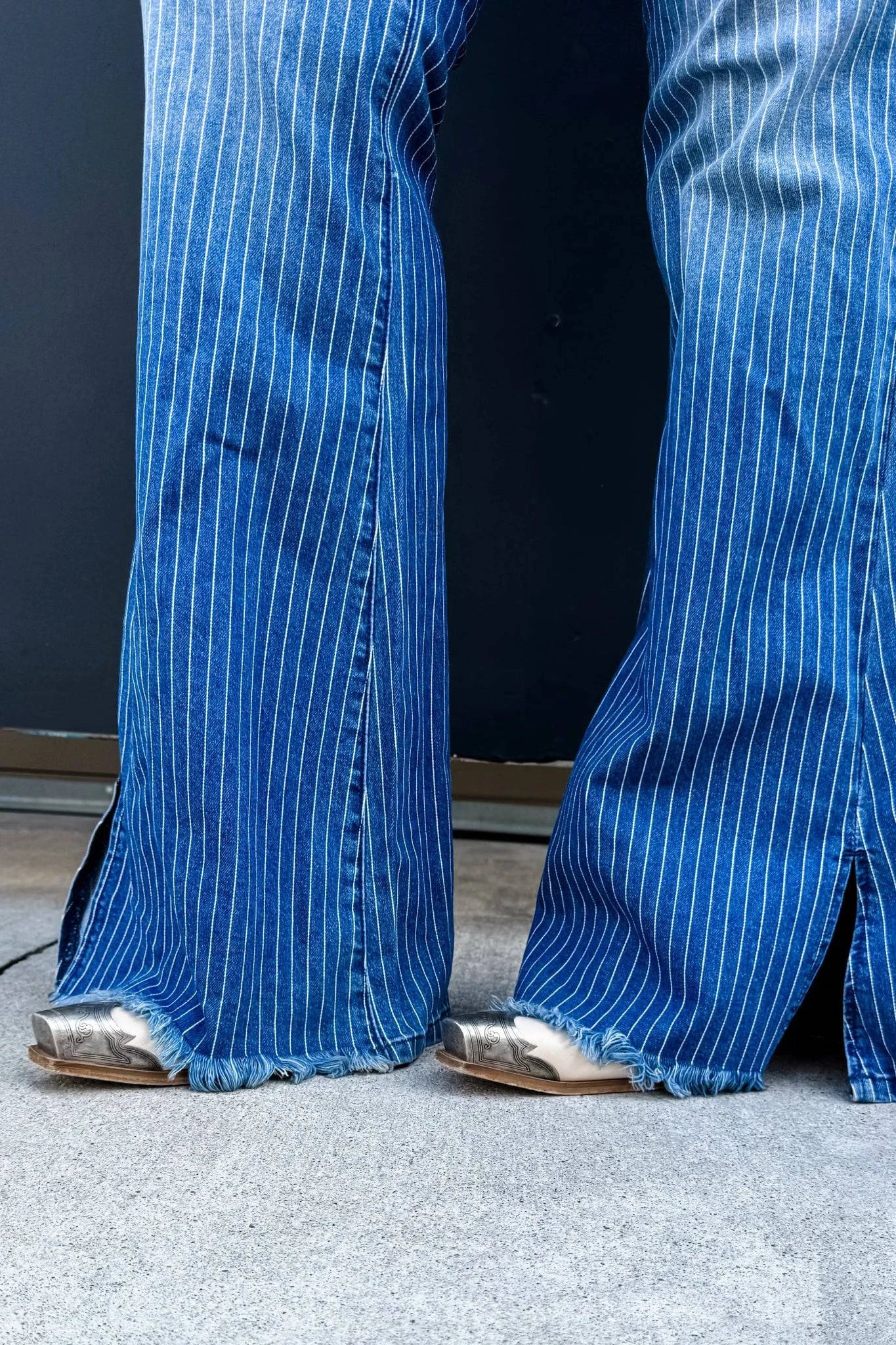 Take Sides Pinstripe Jeans – Bold, Flattering & Full of Boho Edge - The Elevated Hippie
