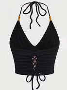 Textured Crop Halter Top boho clothing, festival outfit, hippie style apparel | Elevated Hippie
