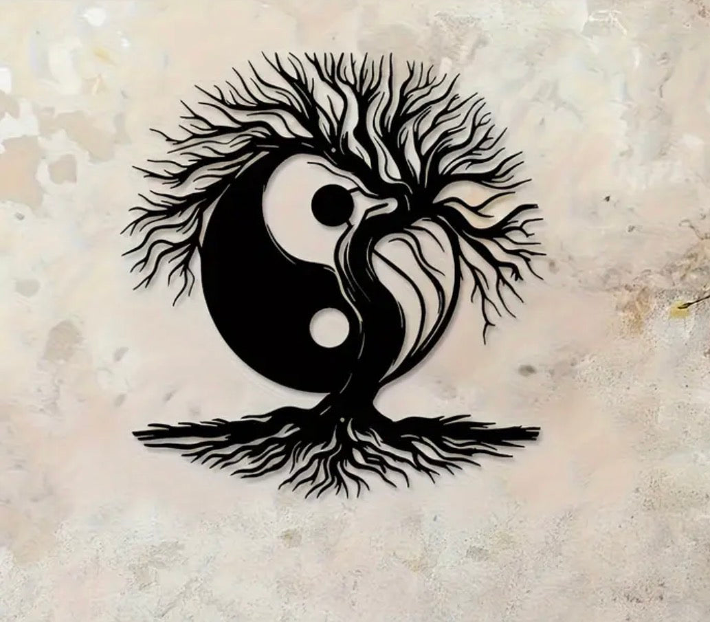 Handmade Metal Wall Sculpture-Ying Yang- Tree of Life - The Elevated Hippie