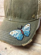 Butterfly Patch Distressed Snapback Mesh Cap - The Elevated Hippie