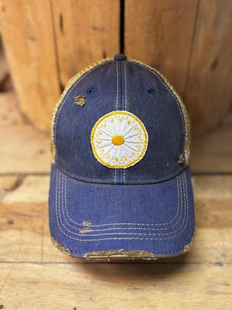 Daisy Distressed Mesh Snapback Baseball Cap - The Elevated Hippie