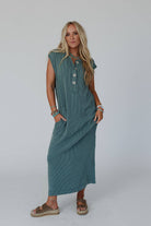 Madeline Textured Maxi Dress - Moss - The Elevated Hippie