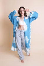Tie-Dye Longline Kimono with Full Sleeves - The Elevated Hippie