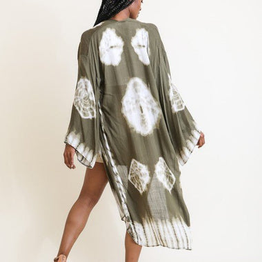 Tie-Dye Longline Kimono with Full Sleeves - The Elevated Hippie
