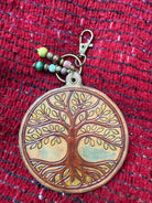 Hand-tooled leather Tree of Life bag charm