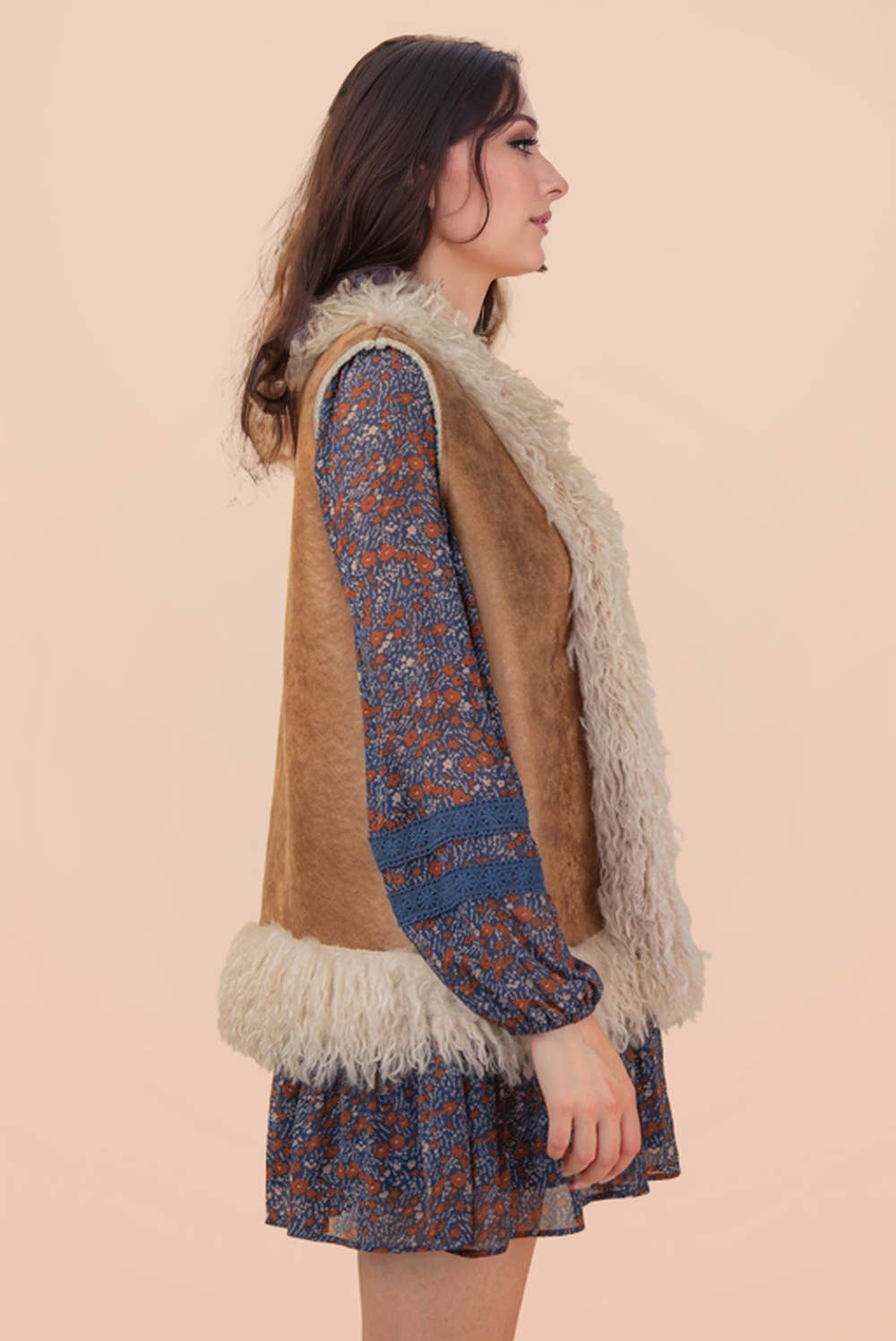 Sherpa Suede Boho Vest W/ Faux Fur - The Elevated Hippie