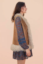Sherpa Suede Boho Vest W/ Faux Fur - The Elevated Hippie