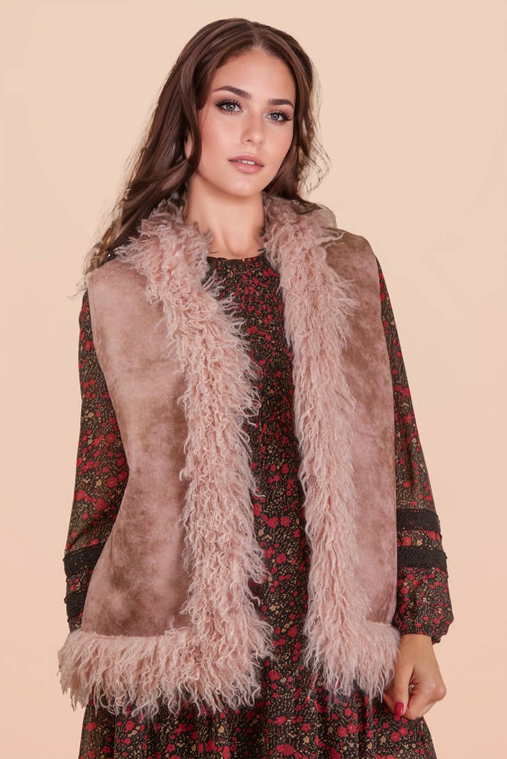 Sherpa Suede Boho Vest W/ Faux Fur - The Elevated Hippie