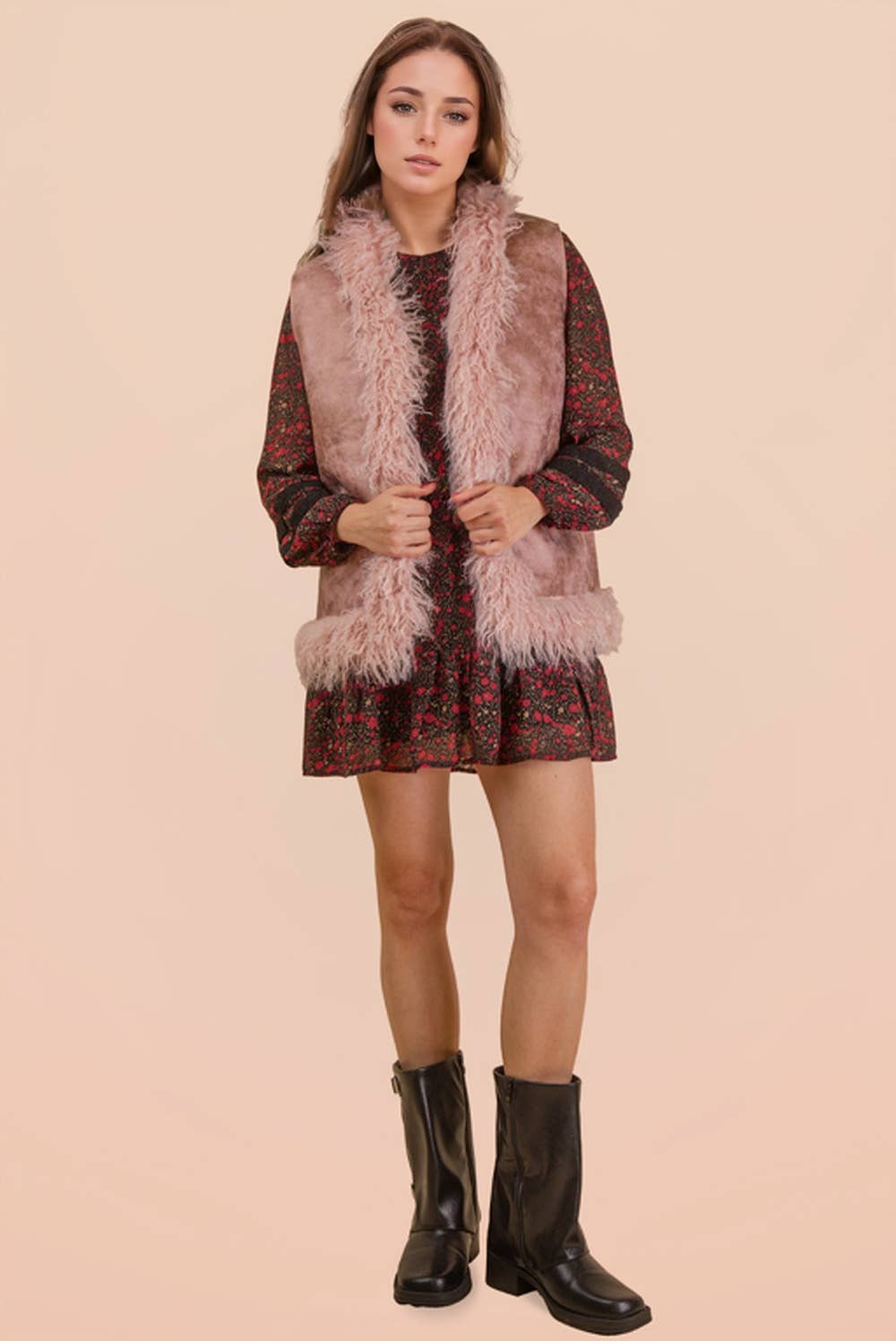 Sherpa Suede Boho Vest W/ Faux Fur - The Elevated Hippie