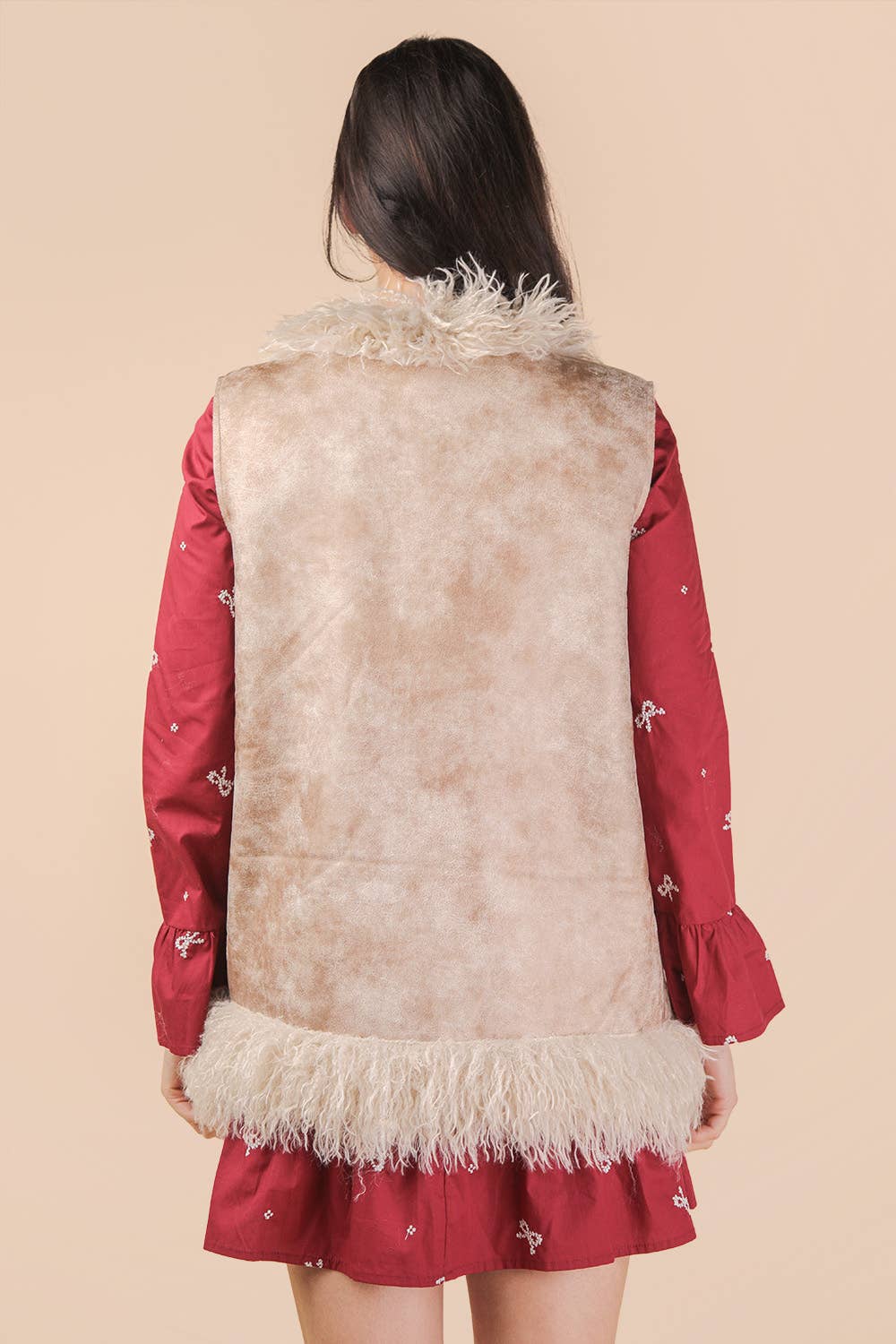 Sherpa Suede Boho Vest W/ Faux Fur - The Elevated Hippie