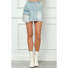 Light Wash Denim Mini Skirt with Cargo Pocket – Boho Mid-Rise Cotton - The Elevated Hippie