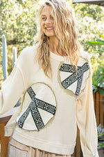 Vintage Washed Peace Patch Thermal – Soft Grunge Meets Boho Chill - The Elevated Hippie