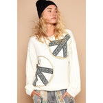 Vintage Washed Peace Patch Thermal – Soft Grunge Meets Boho Chill - The Elevated Hippie