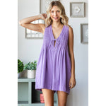 V-neck Puff Sleeve Denim Short Romper - The Elevated Hippie