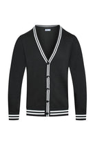 Mens Two Stripe Knit Cardigan Sweater - Black - The Elevated Hippie