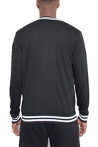 Mens Two Stripe Knit Cardigan Sweater - Black - The Elevated Hippie