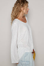 Women's Boat Neck Slub Knit Tee – Long Sleeve, Front Pocket, Relaxed Fit - The Elevated Hippie