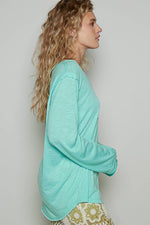 Women's Boat Neck Slub Knit Tee – Long Sleeve, Front Pocket, Relaxed Fit - The Elevated Hippie