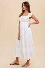 Women's Embroidered Lace Trim Apron Dress – Boho Style by Elevated Hippie - The Elevated Hippie