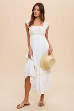 Women's Embroidered Lace Trim Apron Dress – Boho Style by Elevated Hippie - The Elevated Hippie