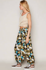 Women's Floral Print Harem Pants – Adjustable Waist Woven Boho Lounge Pants - The Elevated Hippie