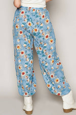 Women's Floral Print Harem Pants – Adjustable Waist Woven Boho Lounge Pants - The Elevated Hippie