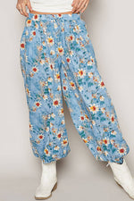 Women's Floral Print Harem Pants – Adjustable Waist Woven Boho Lounge Pants - The Elevated Hippie