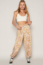 Women's Floral Print Harem Pants – Adjustable Waist Woven Boho Lounge Pants - The Elevated Hippie
