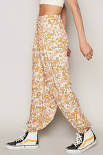 Women's Floral Print Harem Pants – Adjustable Waist Woven Boho Lounge Pants - The Elevated Hippie