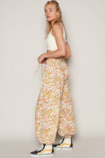 Women's Floral Print Harem Pants – Adjustable Waist Woven Boho Lounge Pants - The Elevated Hippie