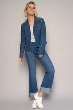 Women's High Rise Cuffed Crop Boot Jeans – Dark Wash, Comfort Stretch Denim - The Elevated Hippie