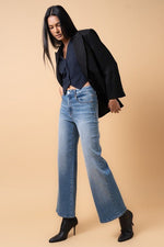 Women's High Rise Relaxed Wide Leg Jeans – Stretch Denim, Medium Wash - The Elevated Hippie