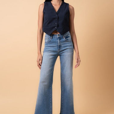 Women's High Rise Relaxed Wide Leg Jeans – Stretch Denim, Medium Wash - The Elevated Hippie