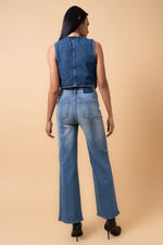 Women's High Rise Relaxed Wide Leg Jeans – Stretch Denim, Medium Wash - The Elevated Hippie