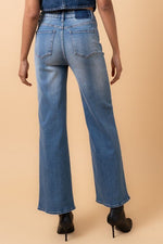 Women's High Rise Relaxed Wide Leg Jeans – Stretch Denim, Medium Wash - The Elevated Hippie