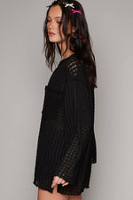 Women's Long Sleeve Knit Top – Round Neck, Front Pocket, Relaxed Fit - The Elevated Hippie