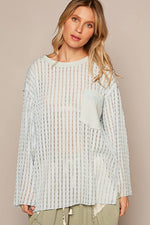 Women's Long Sleeve Knit Top – Round Neck, Front Pocket, Relaxed Fit - The Elevated Hippie
